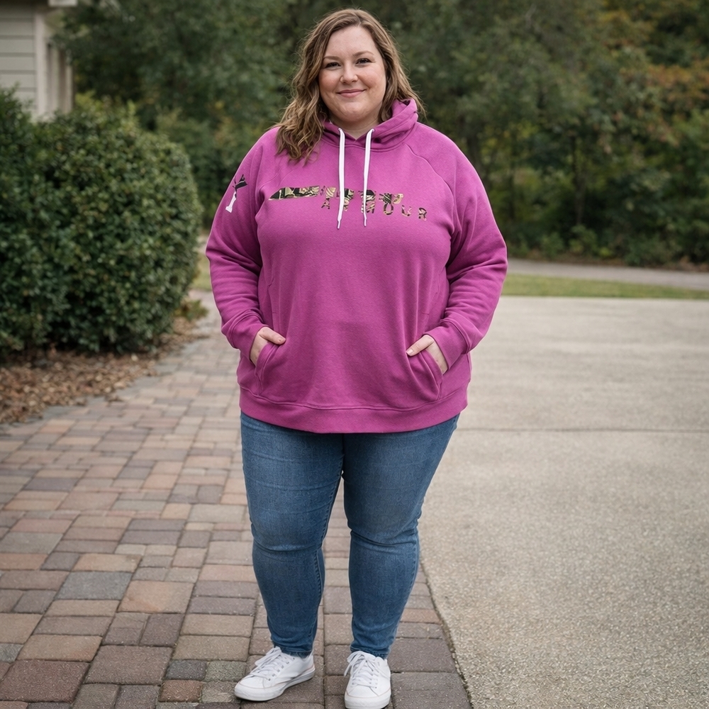 Under Armour RealTree Collaboration Magenta Pullover Hoodie with Logo New w/ Tag